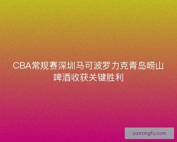 CBA常规赛深圳马可波罗力克青岛崂山啤酒收获关键胜利